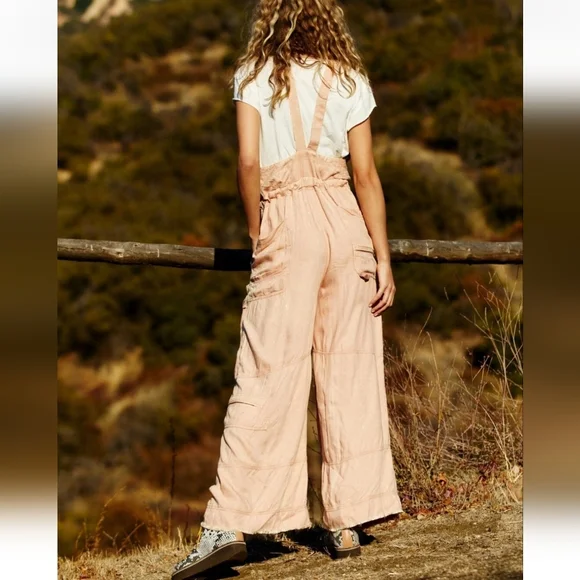 FREE PEOPLE MOVEMENT southern Lights Wide Leg Cargo Jumpsuit Oversized Boho Y2k - Picture 6 of 16